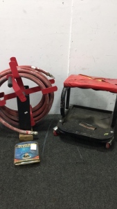(1) Airhose Reel With Airhose (1) Pittsburgh Mechanic Roller Seat (1) Set Of Headlight Flashers