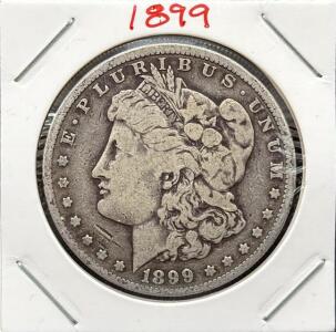 1899-O Morgan Silver Dollar, New Orleans Mint, 0.773 oz Silver, 90% Silver Content, Circulated