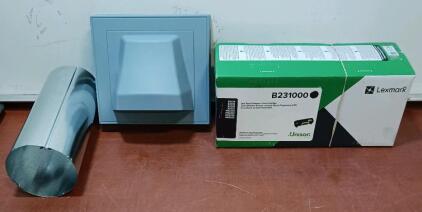 4" Hooded Vent Blue Color with 4" Duct, Surface Mount, Lexmark One Return Program Toner Cartridge B231000 New