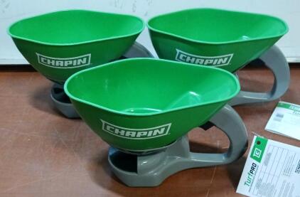 Chapin 8705A Hand Crank Spreader, 4 lb Capacity, Poly Hopper, 15 ft Spread, Lot of 3