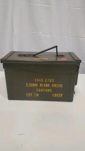 Military Surplus Metal Ammo Can M2A1, 5.56mm Blank XM200, Lot TW 18079, Steel, Olive Drab