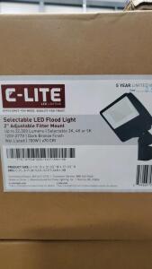 C-Lite 150W Selectable LED Flood Light, 22,300 Lumens, 3K/4K/5K, 2" Adjustable Mount, Wet Rated