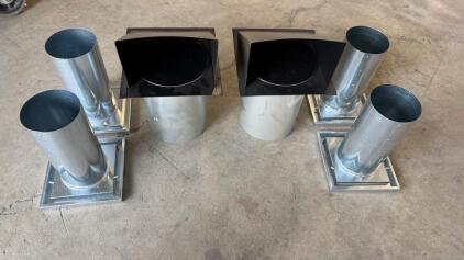 6-inch Round Wall Vent Cap Set w/ Bird Screen & Damper, Black Powder-Coated Hood, Galvanized & More