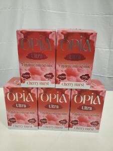 (5) OPIA Ultra Cherry Burst 7-Hydroxymitragynine 4ct 60mg Chewable Tablets Kratom Supplement 240mg