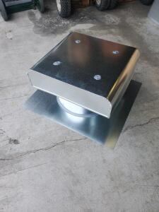 Galvanized Steel Roof Vent Cap, 8" Duct, 16"x16" Base, Weatherhooded, Bird Screen
