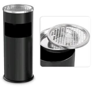 Trash Can with Lid Outdoor Indoor Stainless Steel Commercial Garbage Bin Waste Container for Patio Yard Garage with Inside Barrel, Black, 9.8 in x 24 in (D * H) & (2) Mahjong Racks with Pushers Set of 4 Colors, 18.5'' Plastic American Mahjong Tile Racks, 