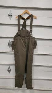Olive Drab Insulated Bib Overalls, Adjustable Suspenders, Quilted Liner, Size Estimate Medium-Long