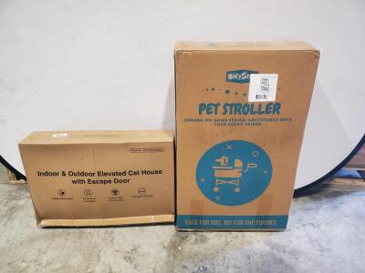 Big Star Pet Stroller & Indoor Outdoor Elevated Cat House Model 2025-GJWMXMW-L Escape Door