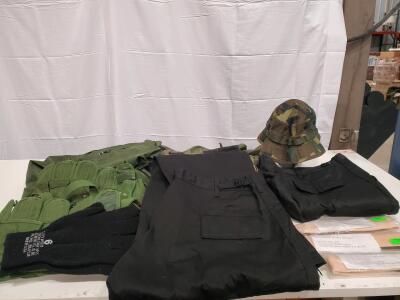 Rothco BDU Pants Black XL & Woodland Camo, Tactical Set w/ Boonie Hat, Gear, Gloves, Belts