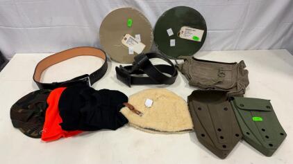 Military Surplus Lot &ndash; 2 Rolls MIL-SPEC PIA-W-4088 Webbing 95yd, Belts, GI Bag, Pouches, Hats