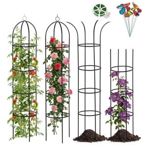 ParseBio 2-Pack Metal 6.6 Ft Obelisk Garden Trellis, Black, Rustproof Plant Support for Climbing Vines