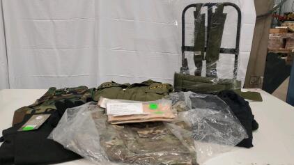 Large Lot U.S. Army Uniforms, ALICE Pack Frame, PASGT Helmet Headbands, Multi-Cam Components