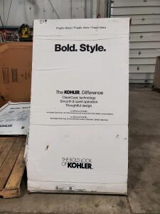 Kohler Levity Sliding Bath Door 62x59-5/8 in, Clear Glass, Matte Black Finish, Serial SAU3PH419