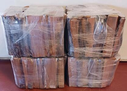 (4 Bundles) Shrink-Wrapped Cherry Wood Split Logs Approx. 12"x12" x12"Length