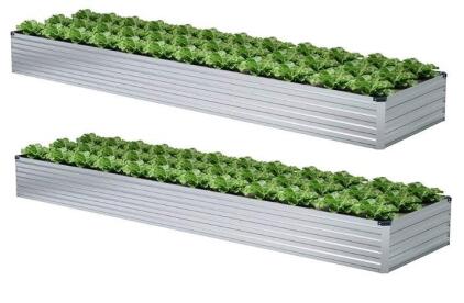 2 Pk 12x3x1FT Galvanized Raised Garden Bed Outdoor Patio, Large Rectangular Metal Planter Boxes,Plant Container Kit for Gardening, Vegetables, Flowers, Herbs,Silver