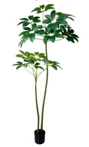 WAYNHUI Artificial Umbrella Tree, 6ft Tall, Indoor Decorative Faux Plant with Pot, 16in Wide