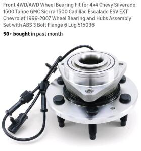 Front 4WD/AWD Wheel Bearing Fit for 4x4 Chevy Silverado 1500 Tahoe GMC Sierra 1500 Cadillac Escalade ESV EXT Chevrolet 1999-2007 Wheel Bearing and Hubs Assembly Set with ABS 3 Bolt Flange 6 Lug 515036 & Engine Valve Cover Gasket Set Compatible with Toyota