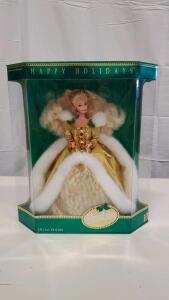 Mattel 1996 Happy Holidays Barbie Special Edition, Gold Gown, 11.5", NRFB, Mint Box