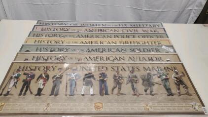 History of American Timeline Posters - 36"x12" Set: Military, Firefighter, Police, Aviator (Mark Klaus)