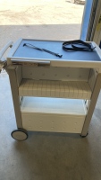 Utility cart with wheels and power strip