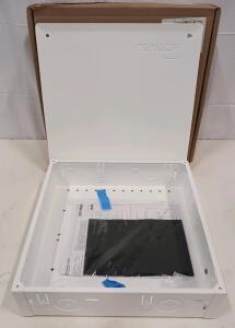 Leviton 14x14x3-Inch Structured Media Enclosure with Cover, White Metal, Surface/Flush Mount