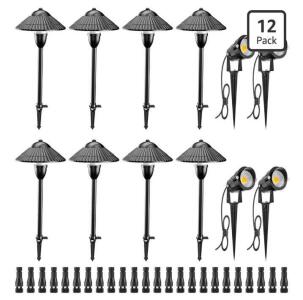 ZUCKEO 12-Pack Low Voltage LED Landscape Lighting Kit, 5W/10W Path & Spot Lights, IP66 Waterproof Aluminum