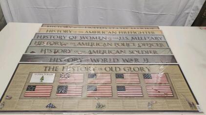 History Educational Poster Set &ndash; Marine, Soldier, Firefighter, WWII, Flags, Women, Police, 36"x12"