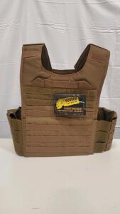 Voodoo Tactical 20-0096 Lightweight Plate Carrier, Coyote, Fits 10x12 Plates, MOLLE, Cummerbund