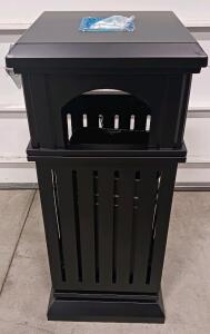 Commercial Outdoor 34-38 Gal Black Metal Trash Can with Liner, Lock & Mounting Hardware JJ004837
