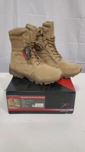 Rothco Forced Entry Side Zipper Deployment Boots, Tan, Size 10R, Steel Shank, 8" Height, 5357