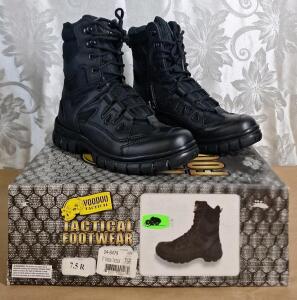 (1) Pair Of Voodoo Tactical - 9" Black Tactical Boots W/ Zipper, Size 7-1/2R