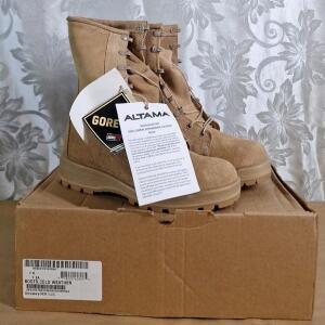 (1) Pair Of Altama Men's Cold Weather Suede Combat Boots, Tan, Size 7N