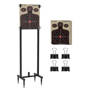 Koutemie Adjustable Outdoor Shooting Target Stand, 17x25" Paper Targets, 8&ndash;24" Width, For Soil