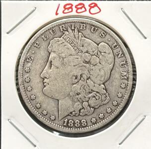1888 Morgan Silver Dollar, Philadelphia, 90% Silver, Circulated, Iconic Collector Coin