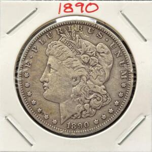 1890-O Morgan Silver Dollar, New Orleans Mint, 90% Silver, $1 Coin, Circulated