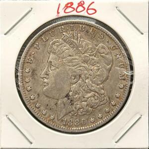 1886 Morgan Silver Dollar O Mint, 90% Silver, New Orleans, Circulated, 38.1mm, 26.73g