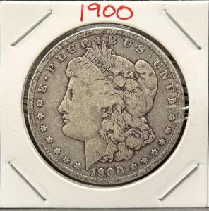 1900 Morgan Silver Dollar &ndash; Philadelphia Mint &ndash; 90% Silver, Circulated, VG/Fine Condition