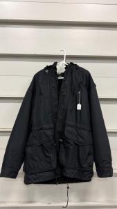Canadian-Made XL Gore-Tex Winter Parka, Black, Fleece Lining, 4 Pockets, Drawstring Hood
