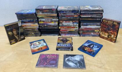 Large Lot of 60+ DVD, Blu-ray, and CD Movies & Music &ndash; Special Editions & Box Sets, Action, Family - Young Guns And Elvis and Plenty More