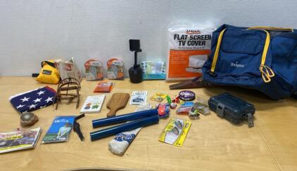 Outdoor Camping & Fishing Gear Lot: Unigear Backpack, Storm Lures, First Aid Kit and Much More