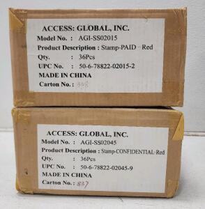 (2) Boxes of Business Document Processing Stock CONFIDENTIAL and PAID Rubber Stamps 36 Stamps Each (7) Boxes of Business Document Processing Stock Rubber Stamps 12 Stamps Each