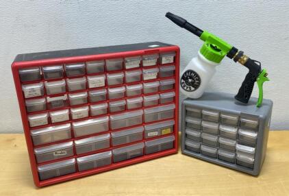 Chemical Guys Foam Cannon + 39 & 18 Drawer Storage Organizers, Plastic, Multi-Compartment Units