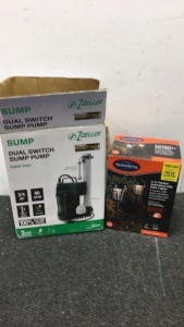 (1) Zoeller Dual Switch Sump Pump (1) Harbor Breeze 2-ct Motion Activated LED Path Lights