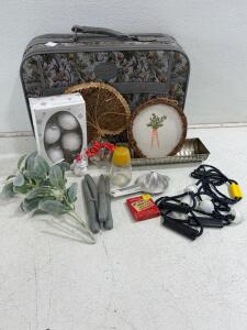 American Tourister Floral Carry-On Suitcase, Bakeware, Ornaments, Vintage Decor, Mixed Lot