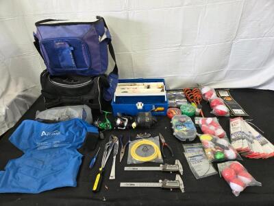 Fishing Equipment Fishing (See Photos)<br/>(6)Rods and reels<br/>Tons of packs Hooks (eagle claw)<br/>Sinkers of various Sizes<br/>Misc. LURES <br/>(1) Small takle box <br/>(3) Extra Reels<br/>Misc. Tools for repairs<br/>(2) Pole Holders<br/>Bobbers of Mi
