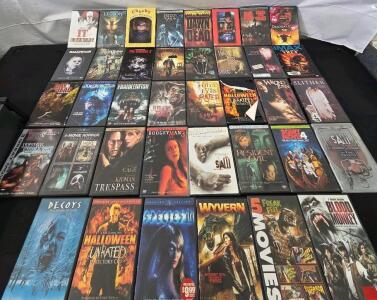 Horror movie DVD collection (67) including Dawn of the Dead, Halloween: The Curse of Michael Myers, Chucky, and more! See photos for more details, please inspect in person.
