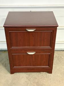 2-Drawer Cherry Finish Lateral File Cabinet &ndash; Composite Wood, 30"W x 20"D x 29"H