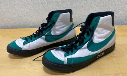 Nike Blazer Mid High-Top Sneakers White/Teal/Black Custom "ZACH" Name Size 13
