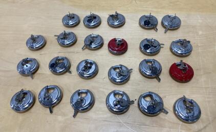 Sabre 20 Disc Padlocks Keyed Stainless Steel 2.75" 18 Chrome 2 Red Storage Gate Security