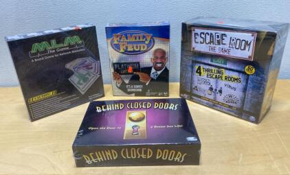 All New and Sealed Games - Behind Closed Doors - Family Feud Platinum- Escape Room - MLM